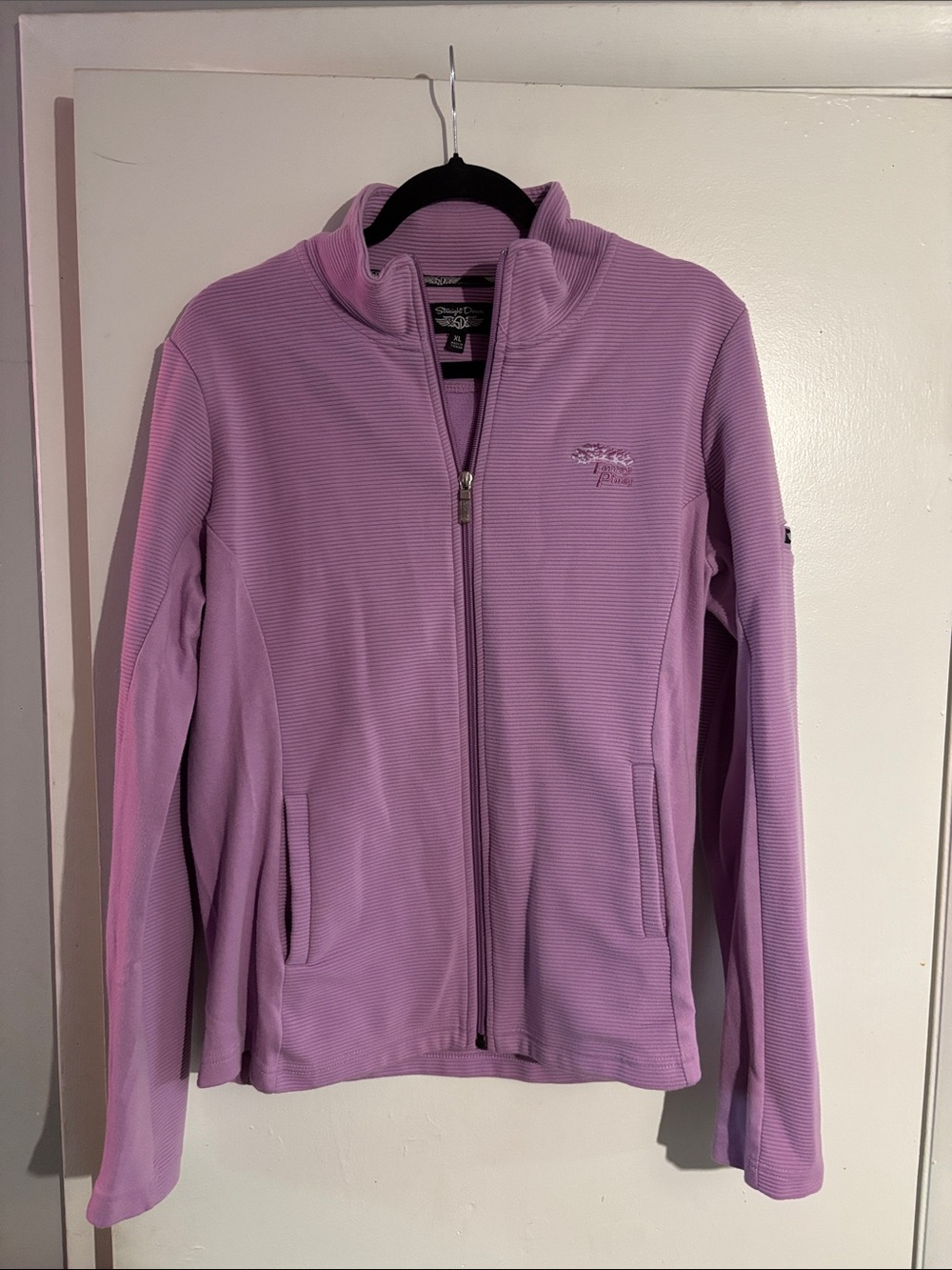 Straight Down Lavender Full-Zip Fleece Jacket with Torrey Pines golf logo. XL